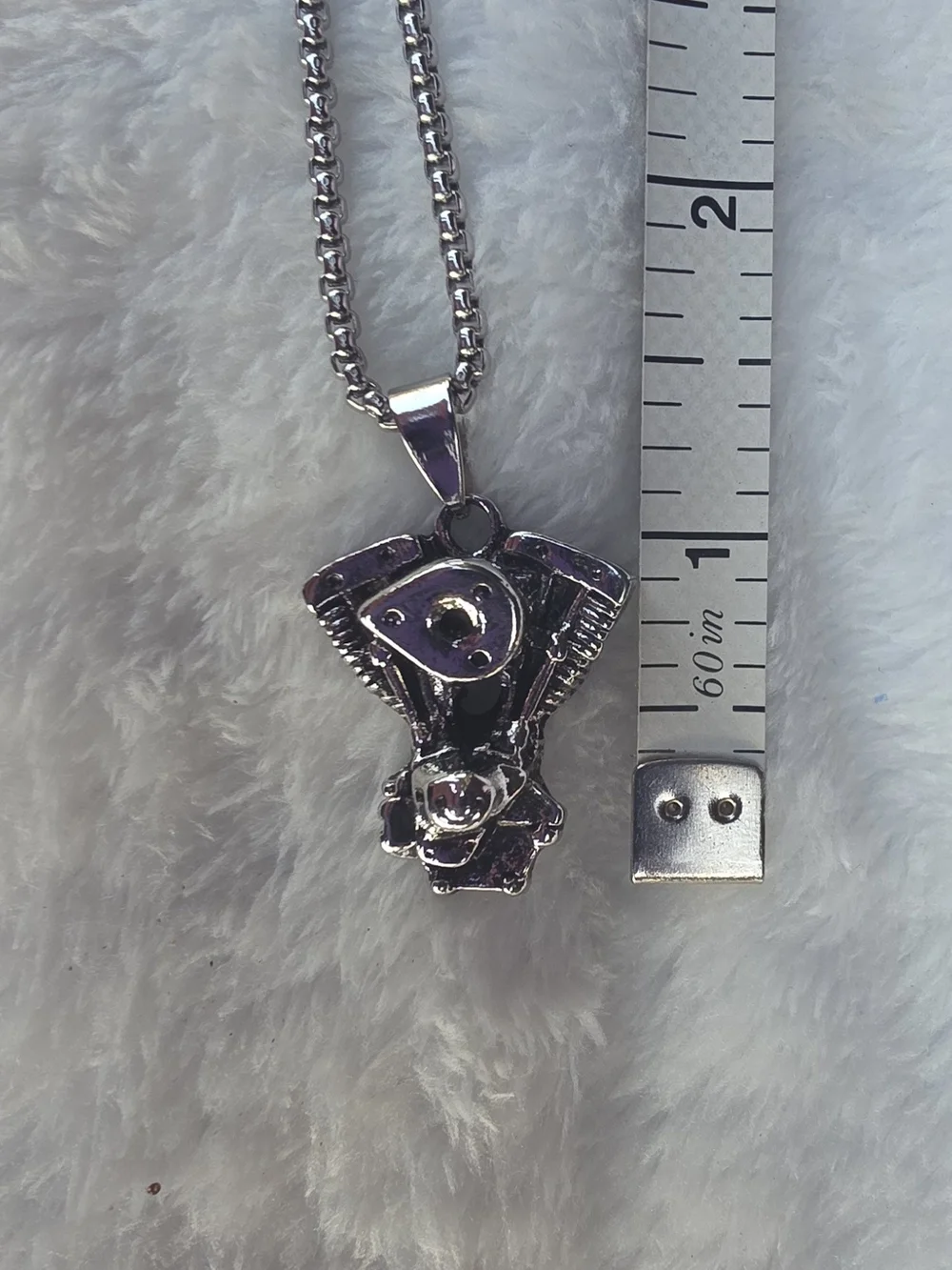 Silver-tone Motorcycle Engine Pendant Necklace